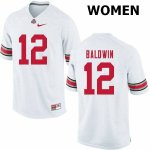 NCAA Ohio State Buckeyes Women's #12 Matthew Baldwin White Nike Football College Jersey RFB3745PG